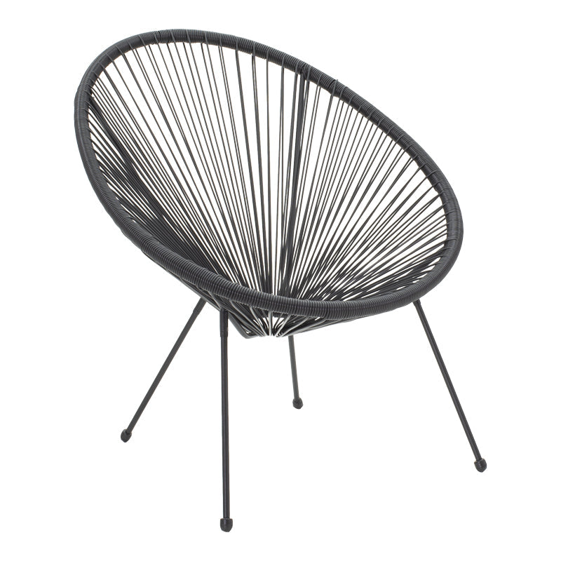 Fotoliu Acapulco cu structură metalică și aspect rattan, Metal și Rattan, Alb - Negru, 68x74x84 cm - Fotoliu Acapulco cu structură metalică și aspect rattan, Metal și Rattan, Alb - Negru, 68x74x84 cm