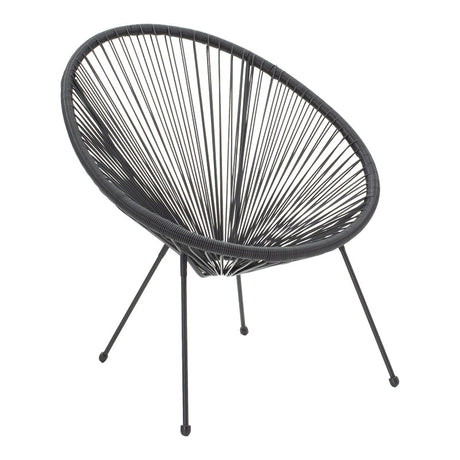 Fotoliu Acapulco cu structură metalică și aspect rattan, Metal și Rattan, Alb - Negru, 68x74x84 cm