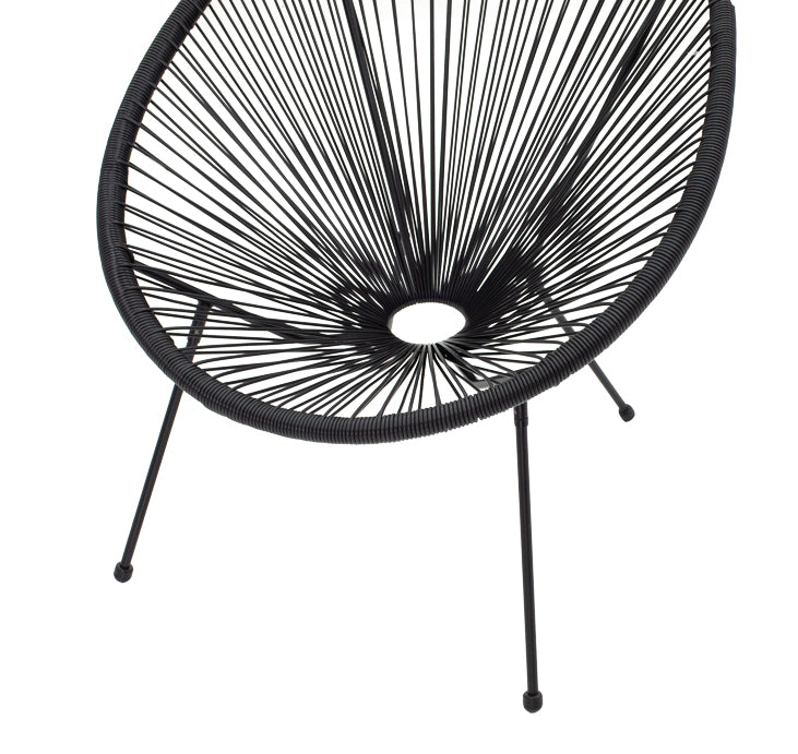 Fotoliu Acapulco metal negru- pe negru, 71x76x85 cm