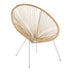 Fotoliu Acapulco, Metal și Rattan Natural, Alb-Natur, 68x74x84 cm