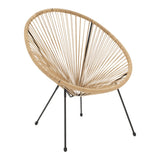 Fotoliu Acapulco, Metal și Rattan, Negru - Natural, 68x74x84 cm