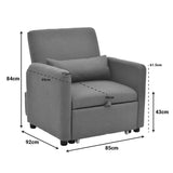 fotoliu-bed Flexa stofă, Gri - Negru, 85x92x84 cm - Negru
