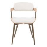 Fotoliu Cameo cu design metalic, stil bronz-alb-spalat-bej, 53x49x75 cm