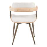 Fotoliu Cameo cu design metalic, stil bronz-alb-spalat-bej, 53x49x75 cm