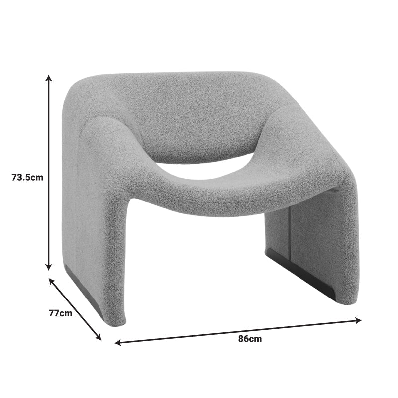 Fotoliu Clous boucle tesatura, Gri, 86x77x74 cm