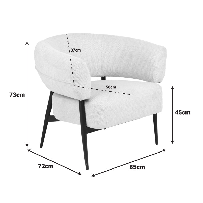 Fotoliu confort Penfel cu functie relaxare Crem, Picioare metal, Negru, 85x72x73 cm
