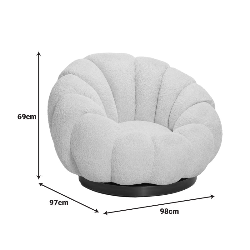 Fotoliu cu functie de pivotare Nester, Boucle, Mar Piersicat, Roz, 98x97x69 cm