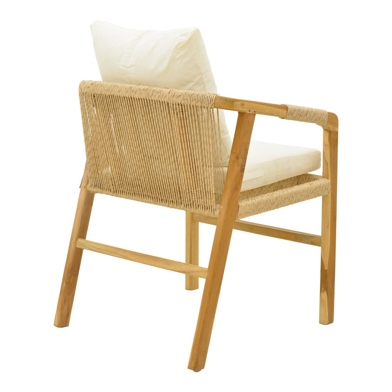 Fotoliu cu funcție relaxare Cuerda, lemn de teak și frânghie PE, nuanță naturală, 55x60x80 cm, detaliu produs