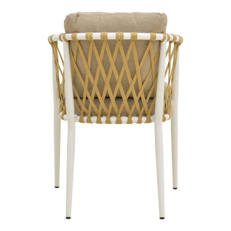 Fotoliu cu șezut Peluxe, Aluminiu/Frânghie, Tapițerie, Beige, 54x62x75 cm