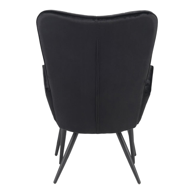 Fotoliu cu taburet Dorita catifea, neagra, 68x76x103 cm
