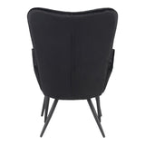 Fotoliu cu taburet Dorita catifea, neagra, 68x76x103 cm