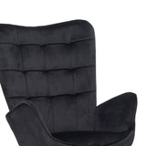 Fotoliu cu taburet Dorita catifea, neagra, 68x76x103 cm