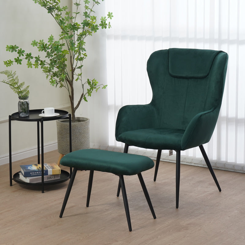 Fotoliu cu taburet Rueda, Verde inchis, 71x66x99 cm, imagine suplimentara