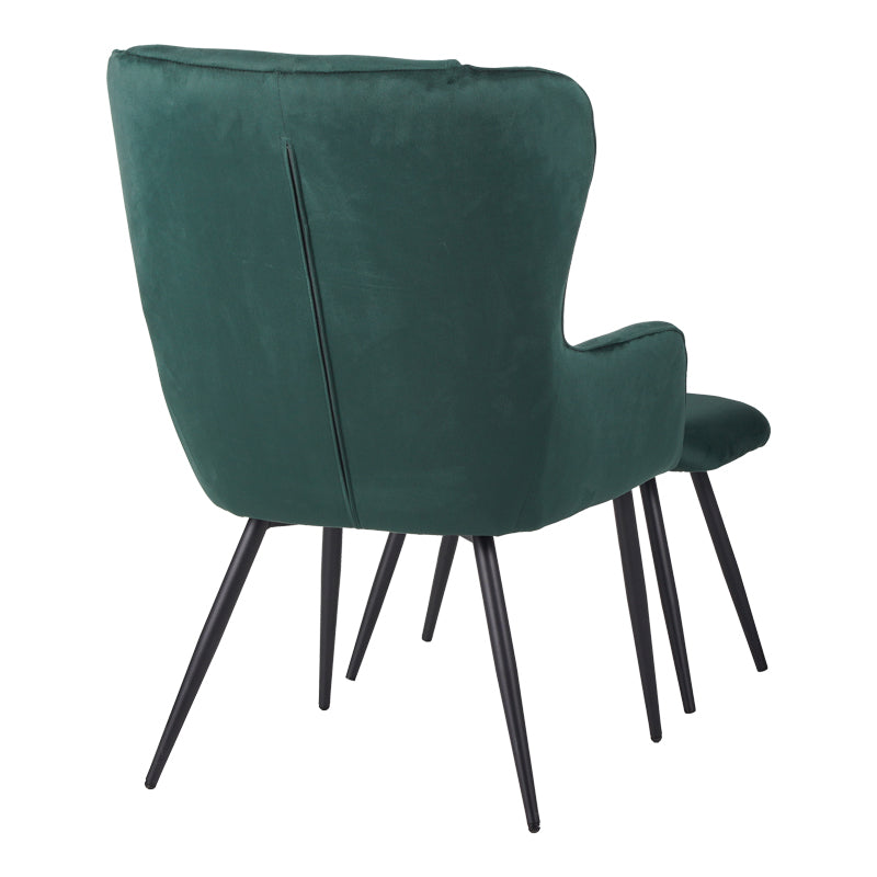 Fotoliu cu taburet Rueda, Verde inchis, 71x66x99 cm