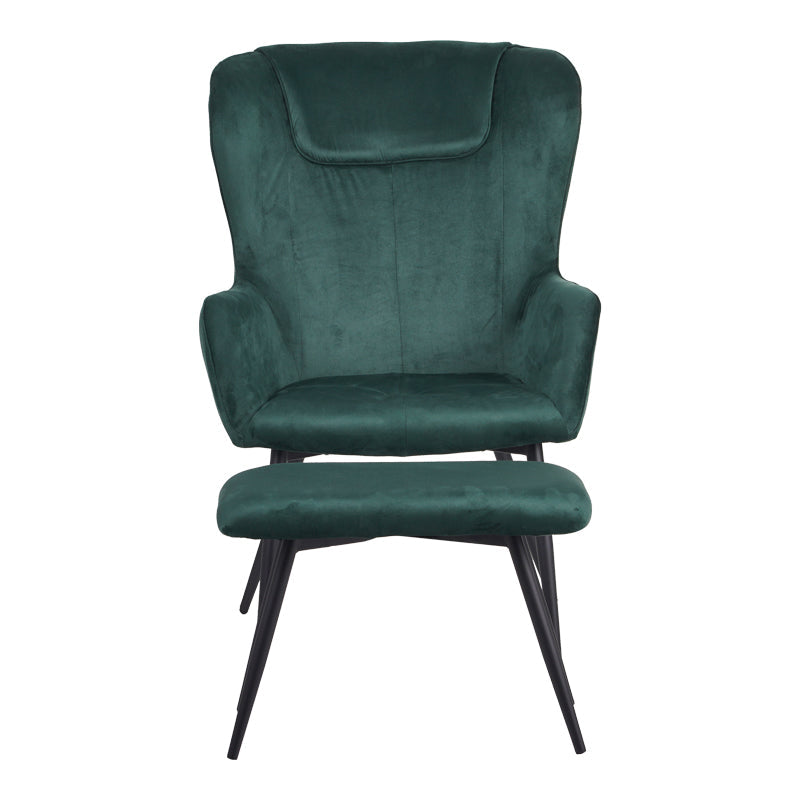 Fotoliu cu taburet Rueda, Verde inchis, 71x66x99 cm