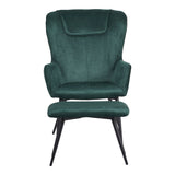 Fotoliu cu taburet Rueda, Verde inchis, 71x66x99 cm
