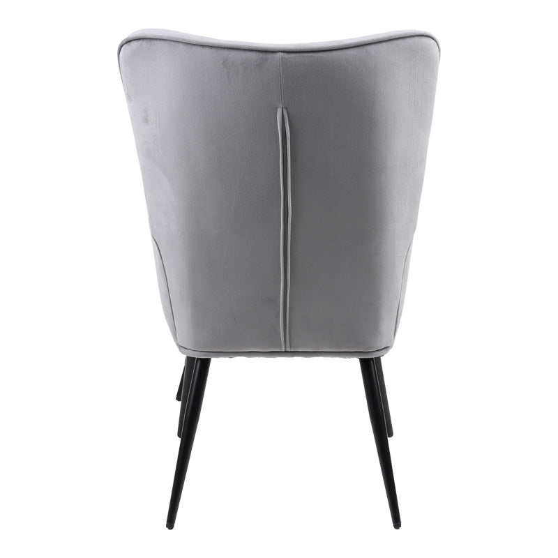 Fotoliu cu taburet Siella, catifea gri, picioare metal, negru, 59x67x94 cm