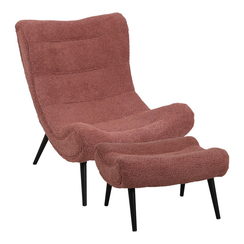 Fotoliu cu taburet Silla, Mar putred, Roz, 97x80x100 cm