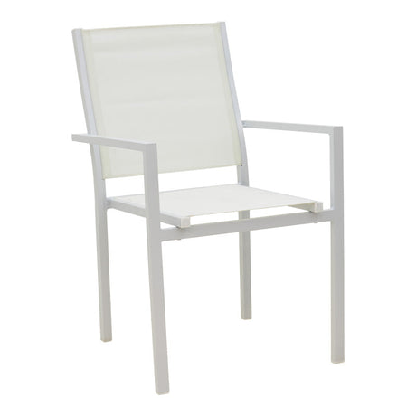 Fotoliu de gradina din aluminiu textilena Zacreta, alb, 56x61x87 cm