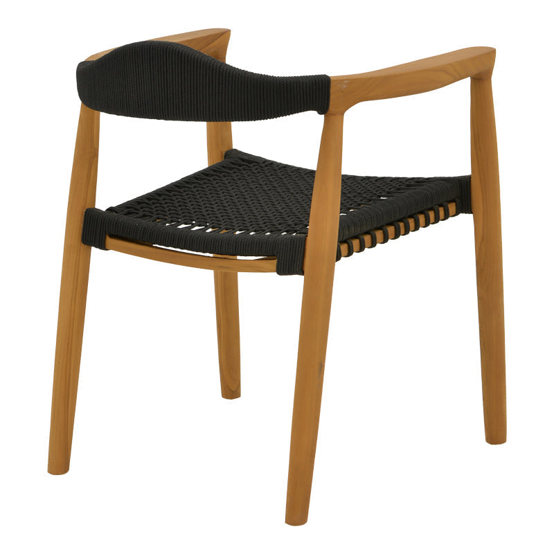 Fotoliu exterior Ganny, lemn de tec si franghie PE, 59x56x71 cm - Negru