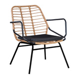 Fotoliu de gradina Naoki cu perna pe picior Natural-metal, negru, 58x63x81 cm