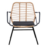 Fotoliu de gradina Naoki cu perna pe picior Natural-metal, negru, 58x63x81 cm
