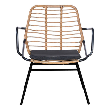 Fotoliu de gradina Naoki cu perna pe picior Natural-metal, negru, 58x63x81 cm