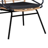 Fotoliu de gradina Naoki cu perna pe picior Natural-metal, negru, 58x63x81 cm
