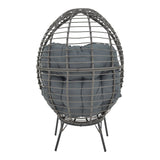 Fotoliu de gradina Nestie ratan picioare metal gri perna, gri, 102x80x155 cm