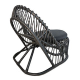 Fotoliu de relaxare Tromso, rattan negru, perna, Natural - Negru, 80x85x98 cm - Negru