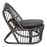 Fotoliu de relaxare Tromso, rattan negru, perna, Natural - Negru, 80x85x98 cm - Negru