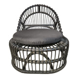 Fotoliu de relaxare Tromso, rattan negru, perna, Natural - Negru, 80x85x98 cm - Negru