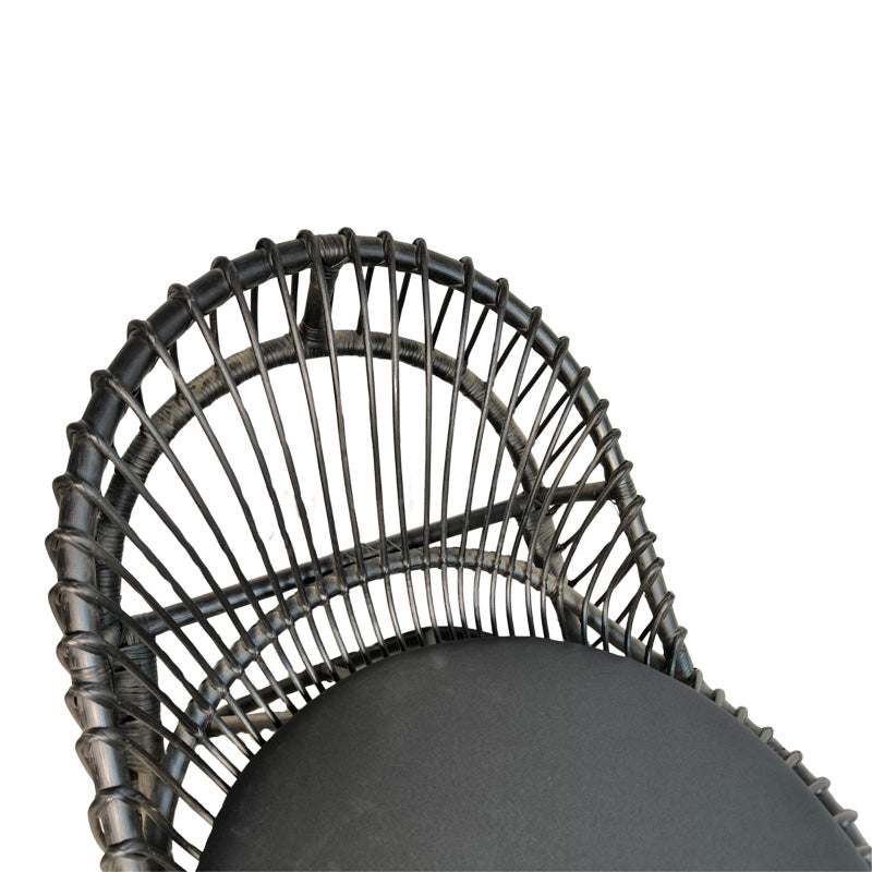 Fotoliu de relaxare Tromso, rattan negru, perna, Natural - Negru, 80x85x98 cm - Negru