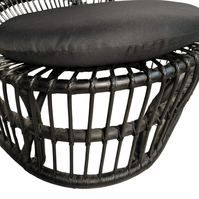 Fotoliu de relaxare Tromso, rattan negru, perna, Natural - Negru, 80x85x98 cm - Negru