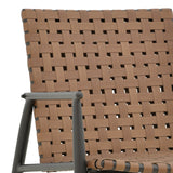 Fotoliu Eamon aluminiu negru si ratan pe nuanta, maro, 74x62x77 cm