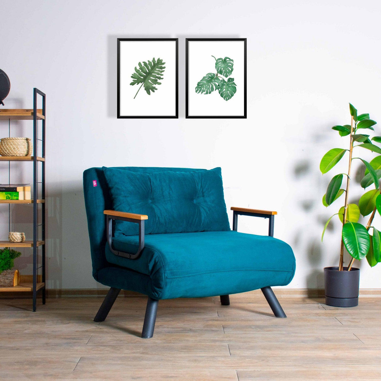 Fotoliu extensibil Handos Single, Gri - Verde Petrol, 67x50x41 cm - Verde Petrol