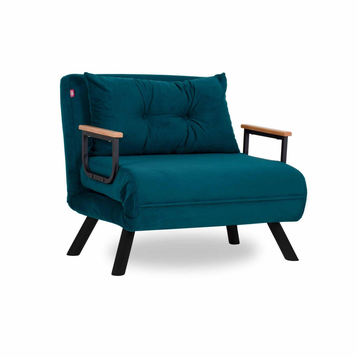 Fotoliu extensibil Handos Single, Gri - Verde Petrol, 67x50x41 cm - Verde Petrol