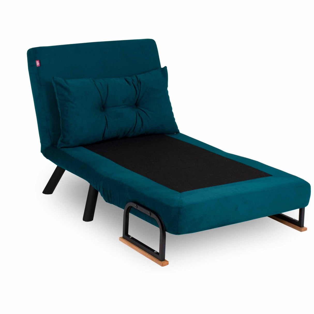 Fotoliu extensibil Handos Single, Gri - Verde Petrol, 67x50x41 cm - Verde Petrol