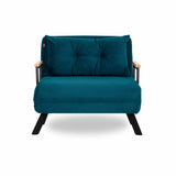 Fotoliu extensibil Handos Single, Gri - Verde Petrol, 67x50x41 cm - Verde Petrol