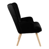 Fotoliu Fluffy, Lemn rubberwood, Negru, 75x69x96 cm