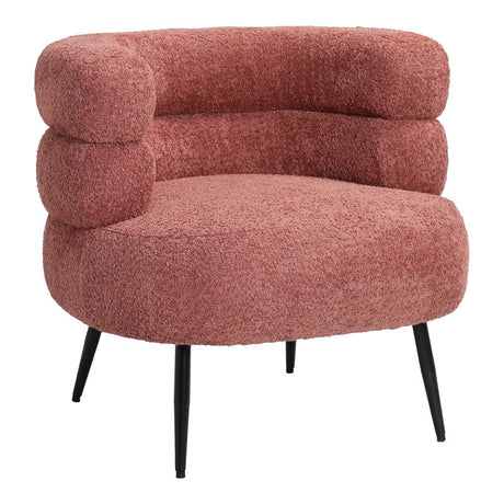 Fotoliu Foleja, Boucle, Design în culoarea marului stricat, Roz, 76x75x72 cm