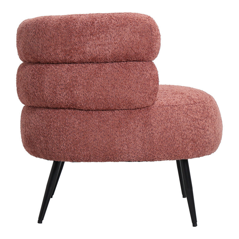 Fotoliu Foleja, Boucle, Design în culoarea marului stricat, Roz, 76x75x72 cm
