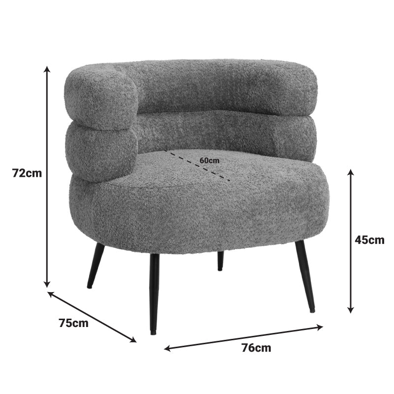 Fotoliu Foleja, Boucle, Design în culoarea marului stricat, Roz, 76x75x72 cm