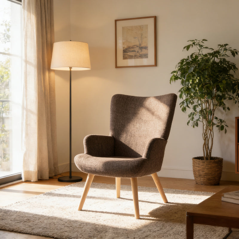 Fotoliu Gerlina, Picioare lemn natural, Diverse culori, 71x64x94 cm - Maro