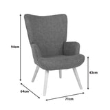 Fotoliu Gerlina, Picioare lemn natural, Diverse culori, 71x64x94 cm - Maro