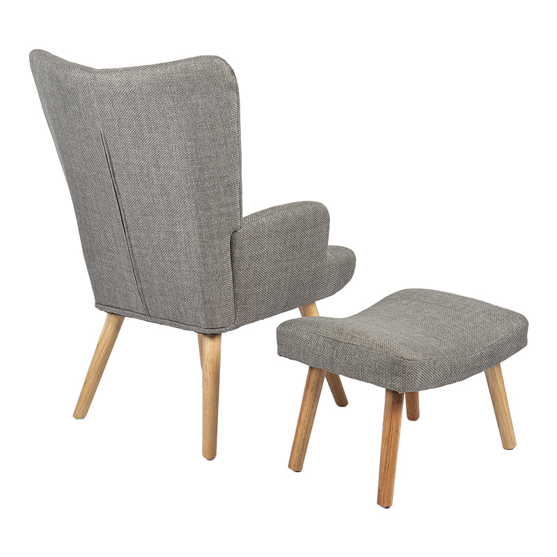 Fotoliu cu taburet Gerlina, Picioare lemn natural, Diverse culori, 71x64x94 cm - Gri deschis