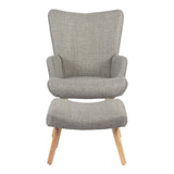 Fotoliu cu taburet Gerlina, Picioare lemn natural, Diverse culori, 71x64x94 cm - Gri deschis