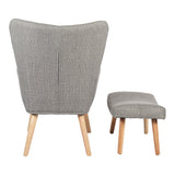 Fotoliu cu taburet Gerlina, Picioare lemn natural, Diverse culori, 71x64x94 cm - Gri deschis