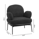 Fotoliu Jaycob boucle, 74x71x83 cm - Negru