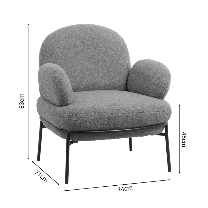 Fotoliu Jaycob boucle, 74x71x83 cm - Maro